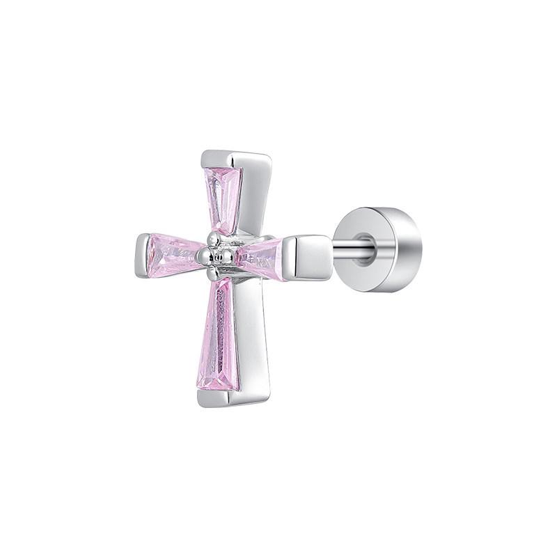 Pink Zircon Titanium Alloy Stud Earrings for Women - Lightweight Luxury Design with High-End, Niche Appeal.