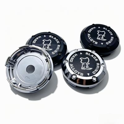 4 pièces Emblème Logo Rhinocéros Noir Cache-Moyeux de Roue de Voiture Clips 66MM Roues 62MM Cache-Moyeux Jante Cache-Moyeux Housse Anti-Poussière Remplacer Accessoires de Voiture