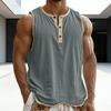 Men Color Block Sleeveless Muscle Workout Gym  Shirts Casual Button Down Slim Fit Tee
