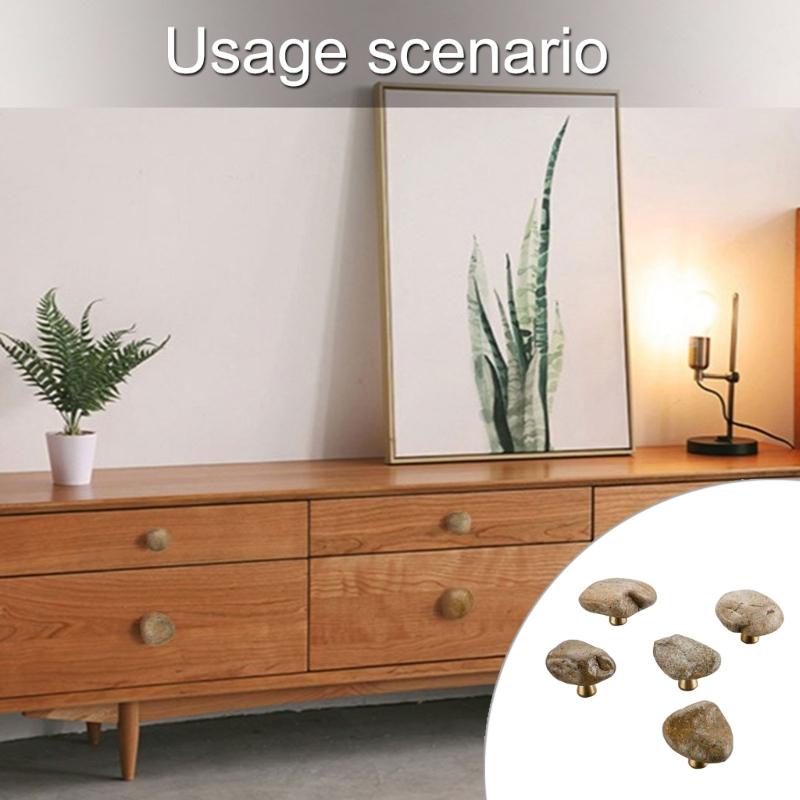 5Pcs Cobblestone Cabinet Knob Drawer Pulls Elegant Furniture Decorative Handle for Kitchen Cupboard Wardrobe Enduring