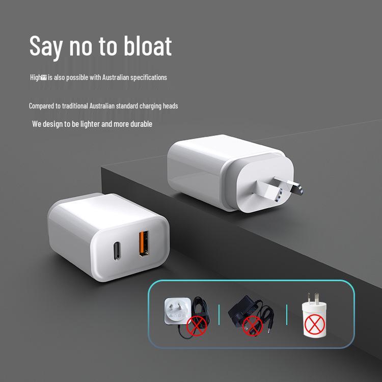 SAA Certified PD20W+QC3.0 Dual Port Charger for Australia and New Zealand