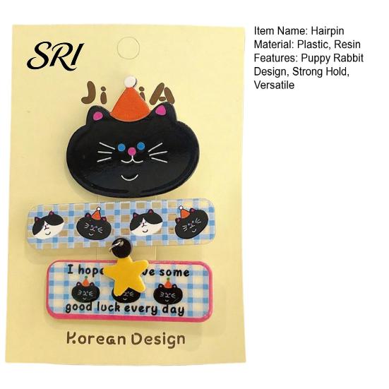 Cat Pattern Hair Pins 2/3Pcs Girl Hairpins Cats Puppies Rabbits Bread Broken Fixer Clips Smooth Edges Side Bang Accessories Puppy Design Hairpin