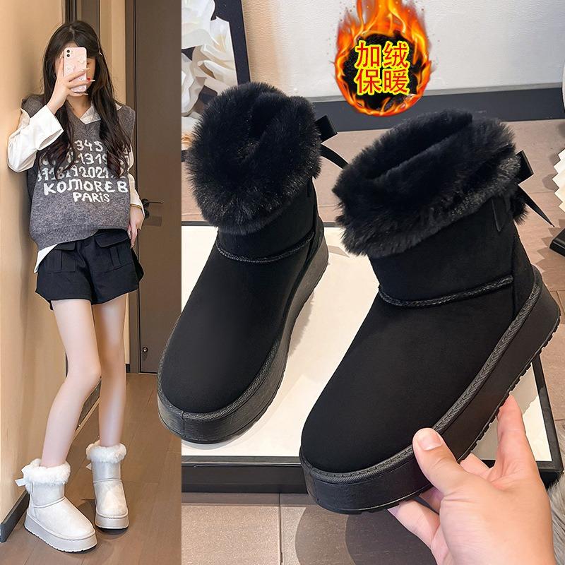 Large Size Snow Boots Women's New Winter Casual Warm Hair Wear Thick-soled Cotton Boots
