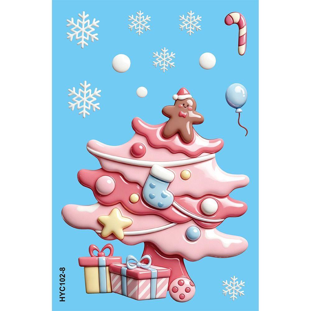 9Pcs Removable Christmas Window Stickers Christmas Static Stickers Bathroom Glass Decor