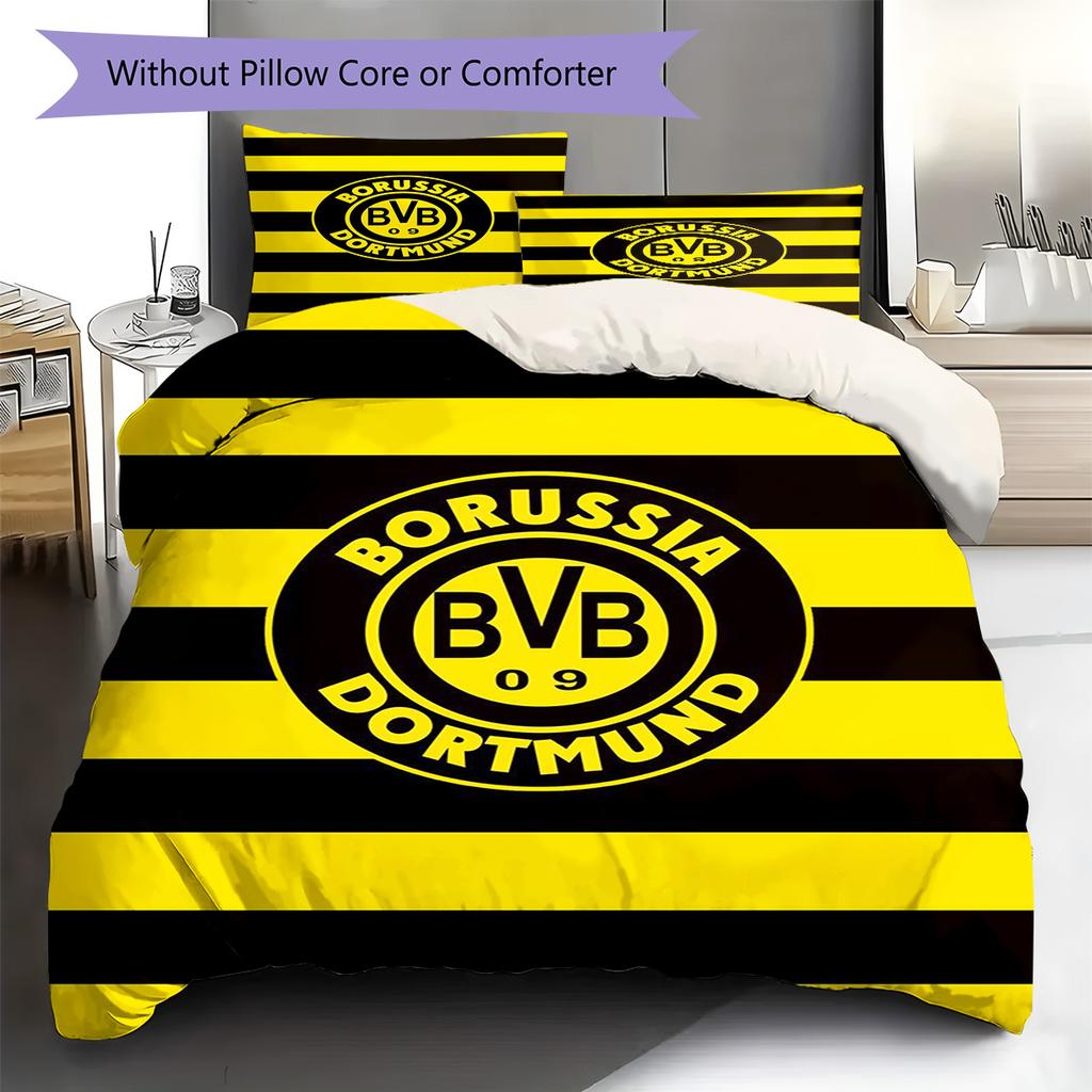 Pościel z Wzorem Borussia Dortmund Poszewka na Kołdrę Poszewka na Poduszkę Wystrój Domu Prezent (1 * poszwa na kołdrę + 2 * poszewki na poduszki, bez rdzenia)