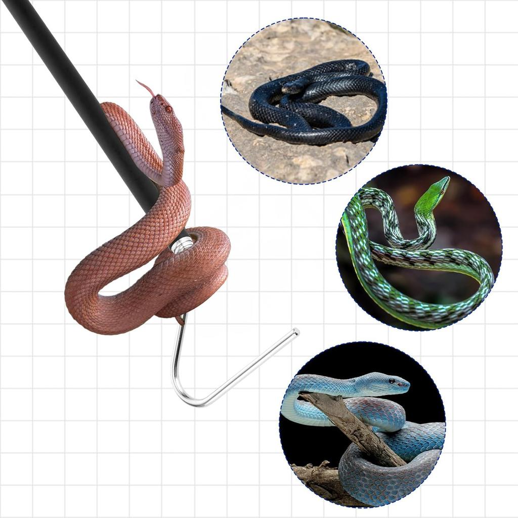 40 Inch Snake Hook, Stainless Steel Extensible Grappling Hook, Pick-Up Handling Tool, Pet Snake Accessories, Pool Skimmer Basket Hook