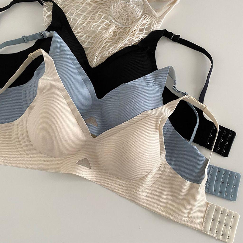 Solid Color Comfortable Zero-Constraint Non-Gaping Women's Underwear Thin Push-Up Wire-Free Bra
