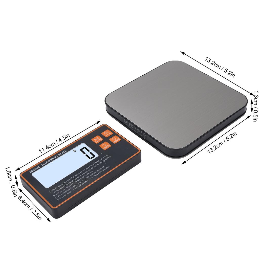 Wireless Kitchen Scale Large Capacity Digital Food Electronic Scale Flexible Innovative Portable with Backlit LCD for Meal Prep