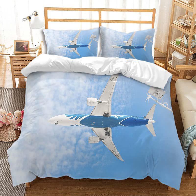Aircraft Three-Piece Quilt Cover 3D Digital Printing Bedding Set Four Seasons Bed Cover