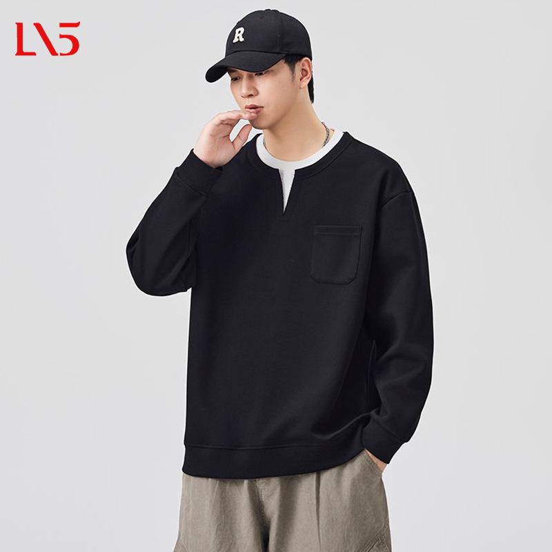 Herren Hoodie mit gefälschtem Zweiteiler, schwere Qualität - Lässiges Langarm-Oberteil für Herbst 2025, Neue Amerikanische Sportbekleidung Jacke