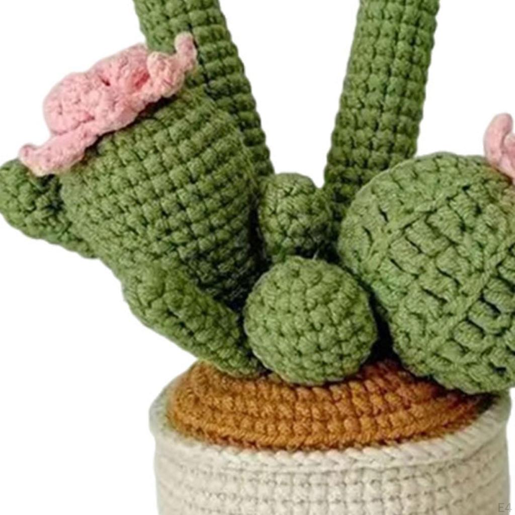 Artificial Crochet Potted Flowers, Hand Knitted Flowers for Office