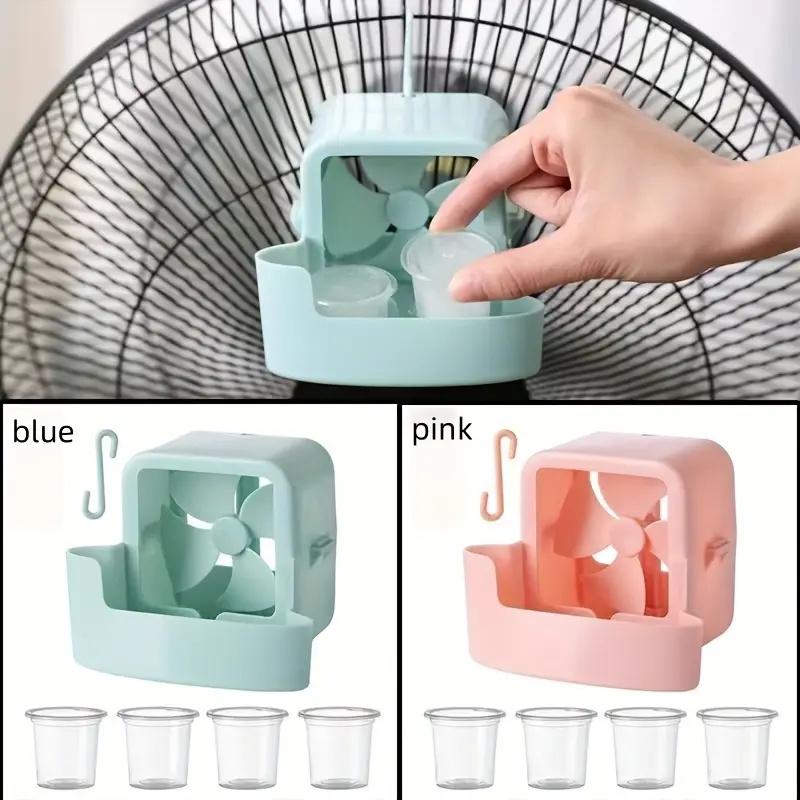 Electric Fan Cooling Storage Box Portable Floor Fan Non Perforated Fan Box Suspended Ice Cooler With Hanging Hook and 4 Cups