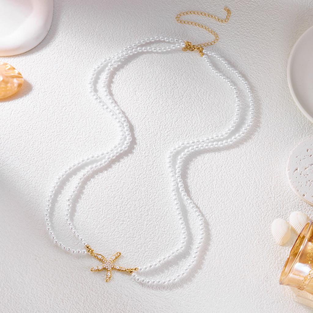 Boho Sexy Fashion Layered Starfish Waist Belly Chain For Women Elegant Imitation Pearl Sea Star Body Chain Beach Bikini Jewelry