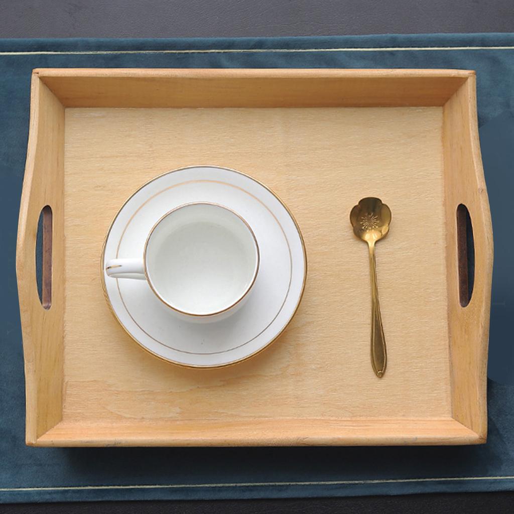 Vassoio da Cena Multifunzionale Grande in Legno con Manico per Colazione Frutta Cibo Caffè Tè