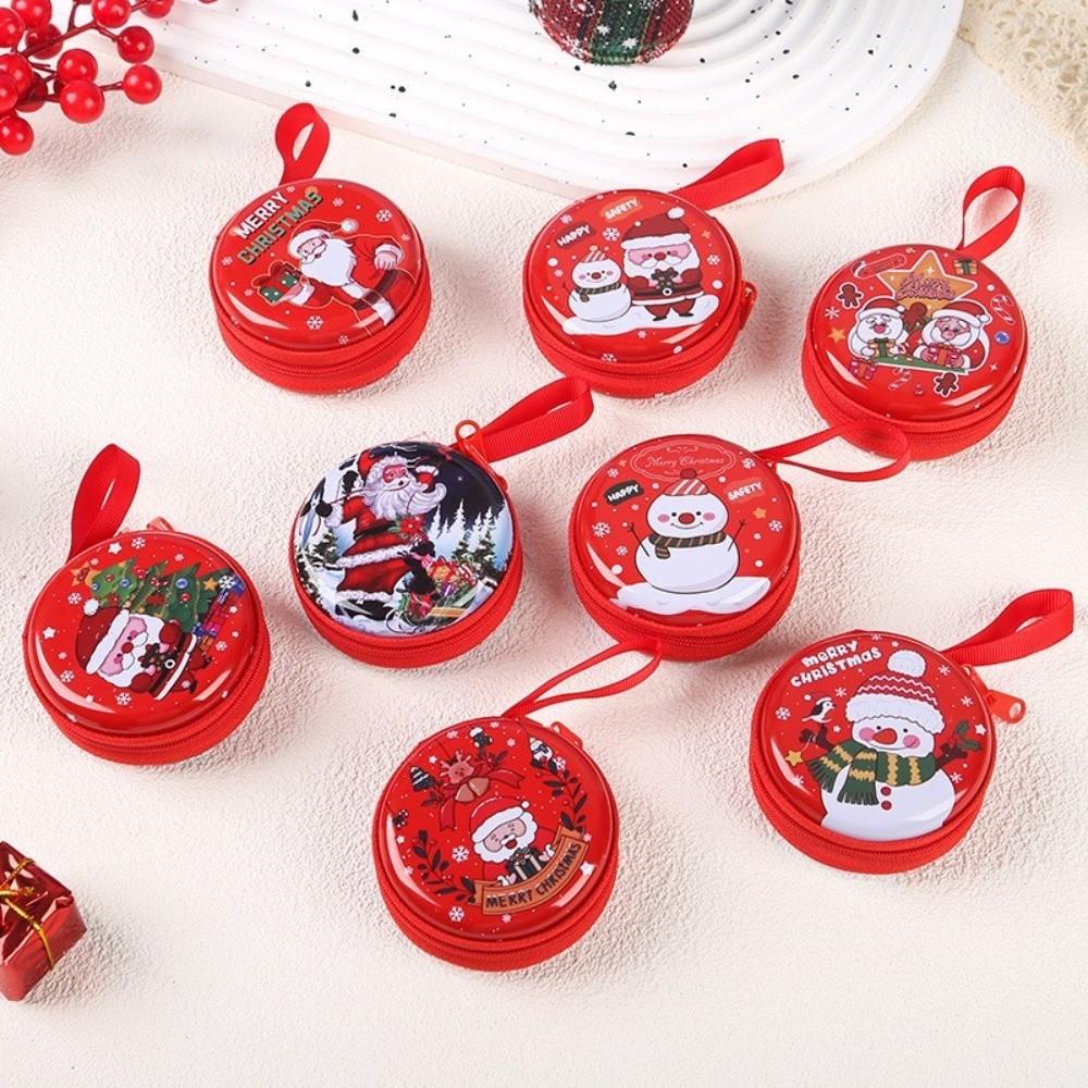 New Cartoon Christmas Coin Purse Santa Claus Tin Box Phone Keychain Pendant Snowman Cartoon Storage Box New Year
