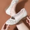 Fashion GKTINOO Genuine Leather Ladies Breathable Hollow Summer Shoes Women Flats Slip-On Sandals Round Toe Soft Wedges Shoes Casual
