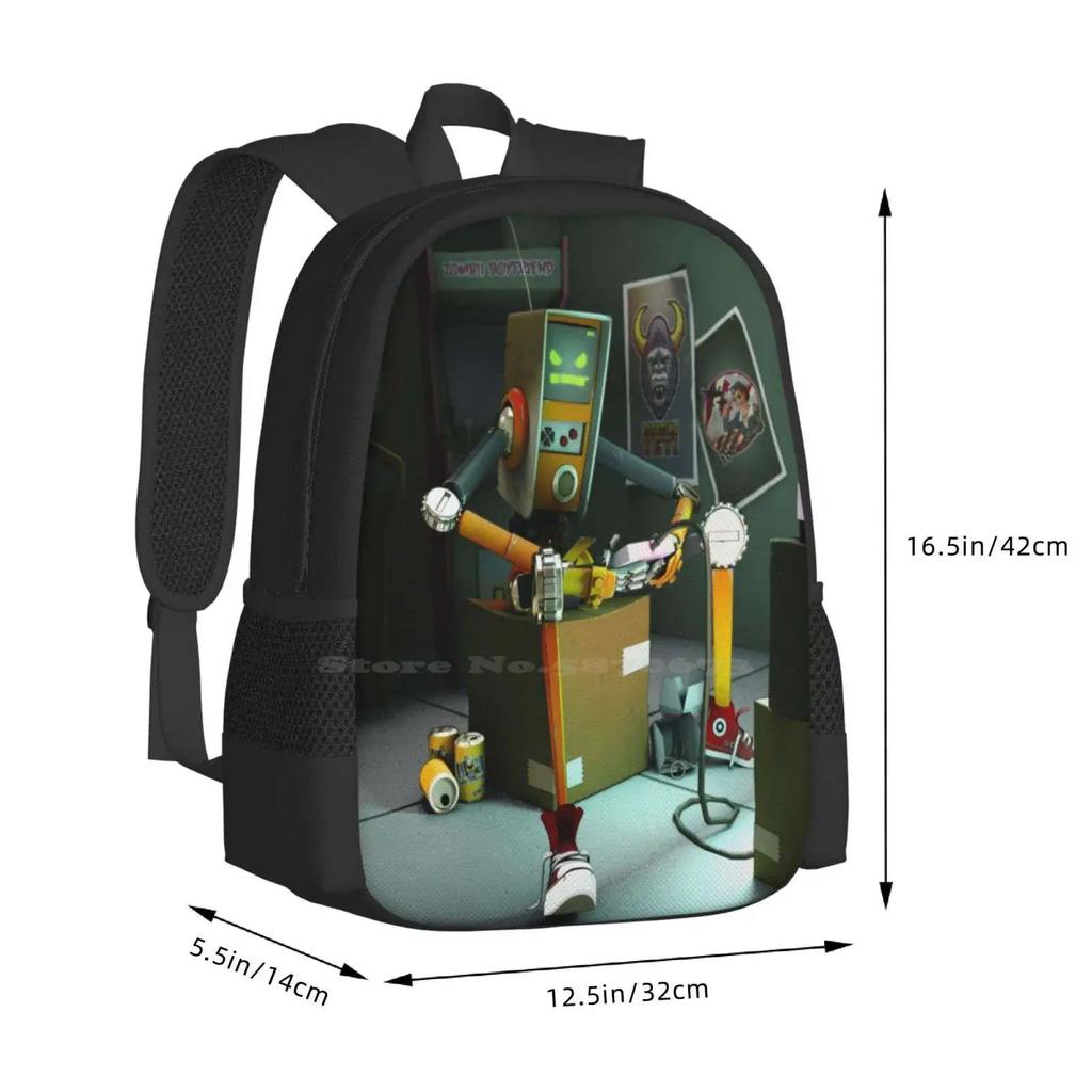 Gordon The Gamer Robot Teen College Student Backpack Pattern Design Bags Robot Droid 3d Maya Vector Arcade Gamer Video Games