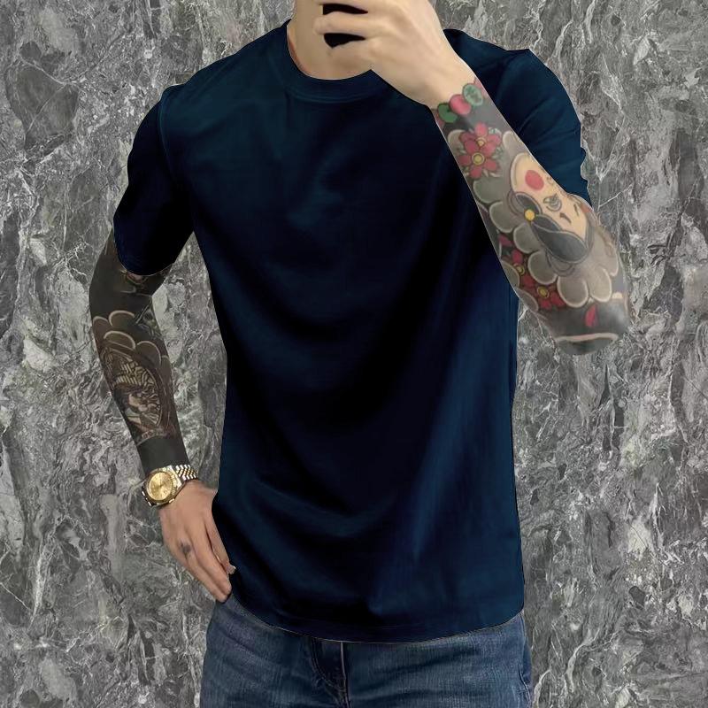 Short-sleeved T-shirt Men's Trend Instagram T-shirt Casual Solid Color Crewneck Clothes Men