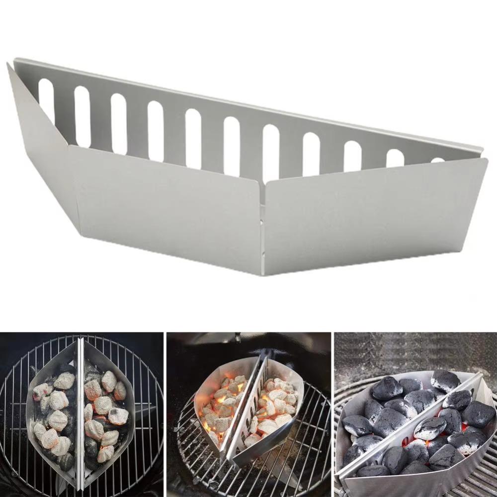 2Pcs Aluminum Plate Charcoal Basket Large Capacity Charcoal Box Unbreakable Fuel Holder  Picnic