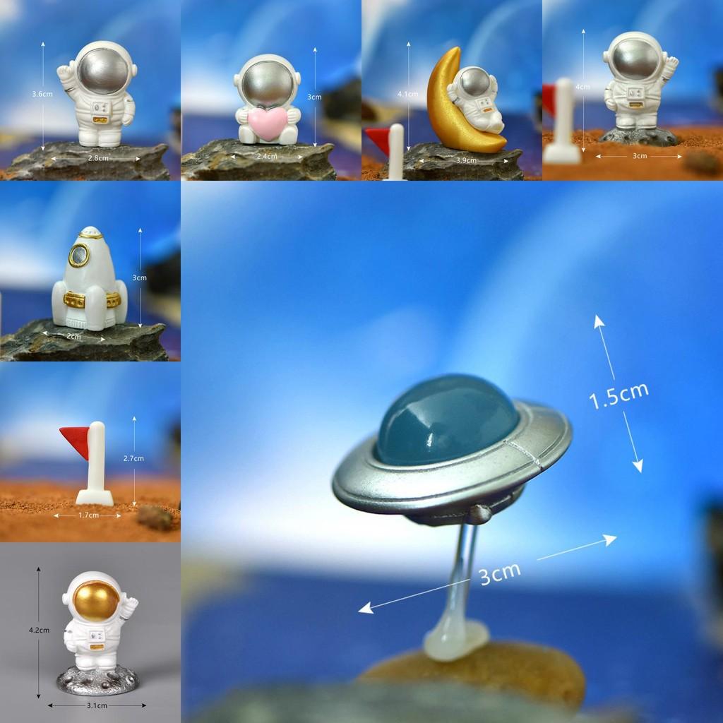 Cute Resin Astronaut Figurine Unique Home Decor Space Theme Cake Topper Accessory