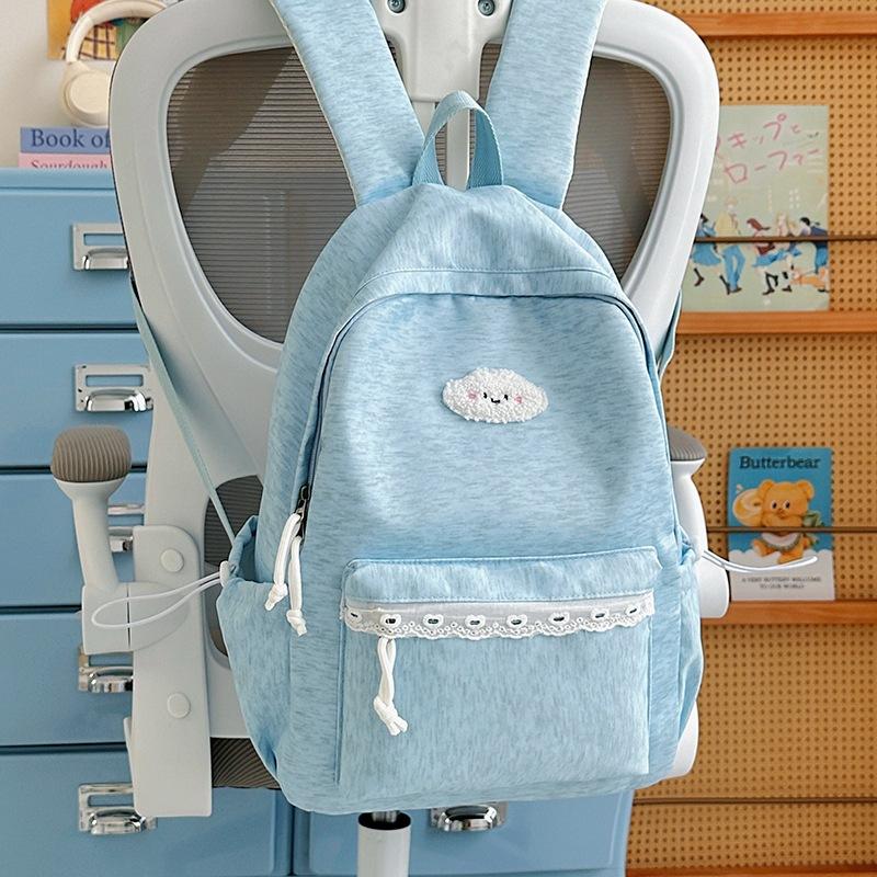 Cute Backpack for Girls Lace Trim Lightweight School Bag for Women Daily Use
