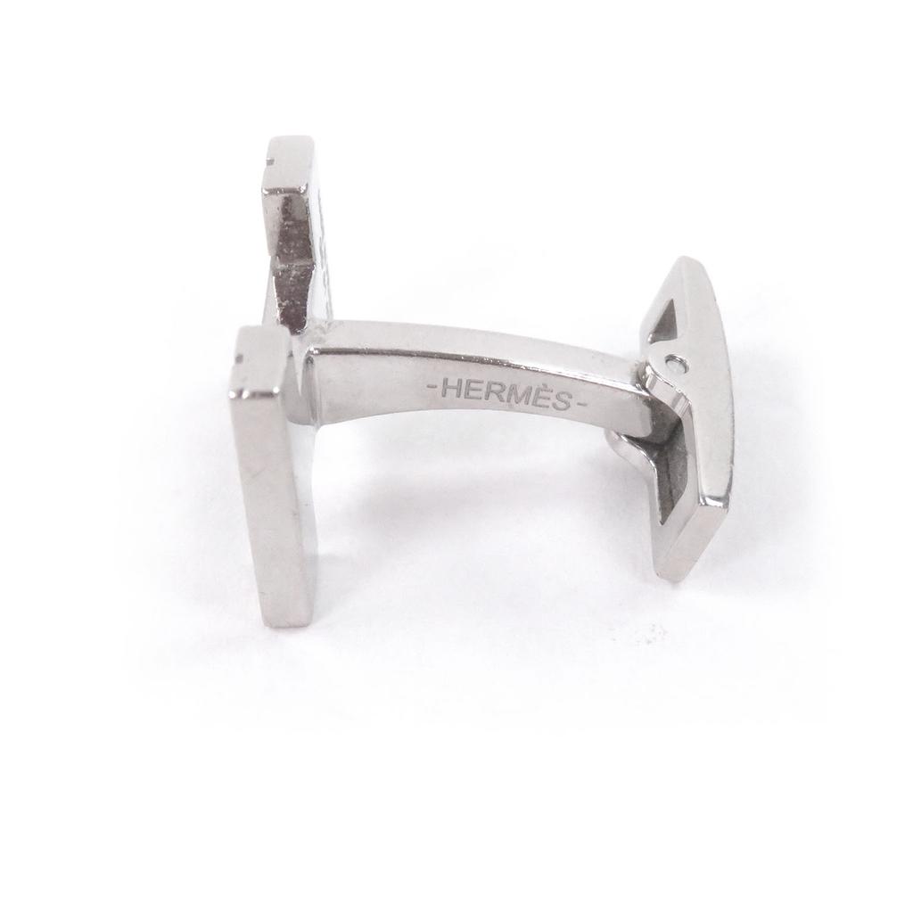 Great HERMES Cufflinks cufflinks H logo Silver mens Used