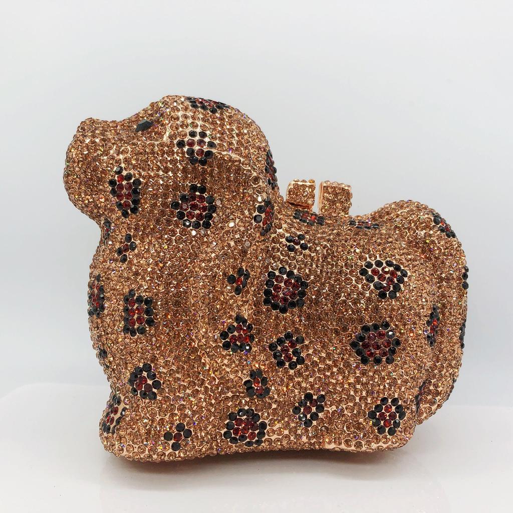 Dog-Shaped Ladies Crystal Evening Clutch Diamond Wedding Bag WHTUOHENG White/Silver/Gold Purse Crystal Mini Women Handbags