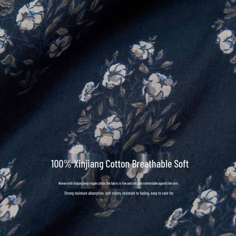 INMAN 100% Cotton French Floral Spaghetti Strap Midi Dress