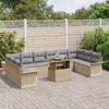 VidaXL Ensemble de Canapés de Jardin 11 Pièces avec Coussins Beige Rattan Poly 3348356