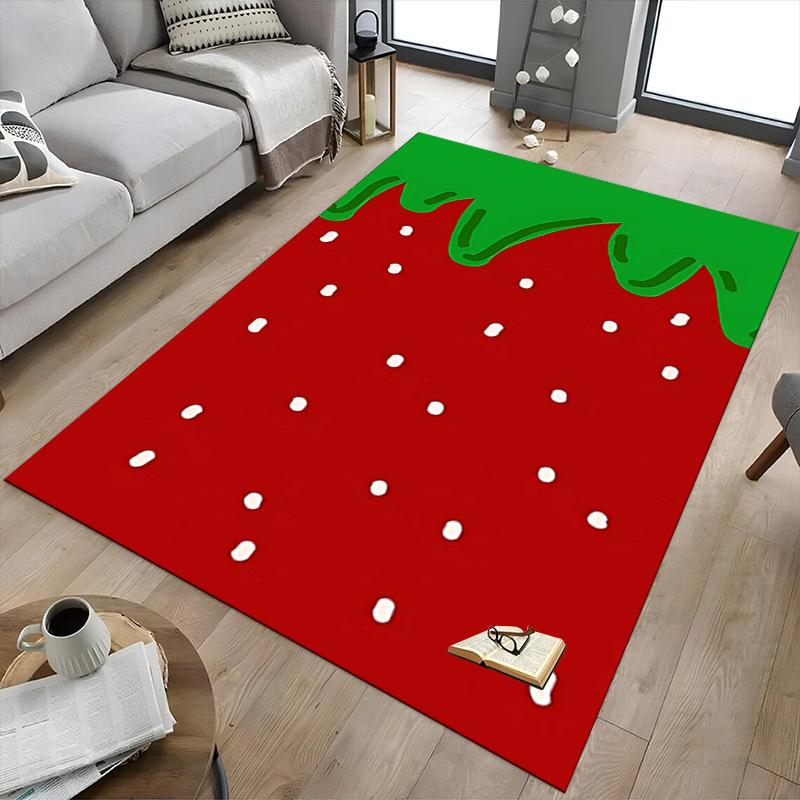 1PC strawberry green Non-Slip Floor Carpet Compatible for Office&Living Room&Bedroom&Dining room - Flat-Weave Machine-W254