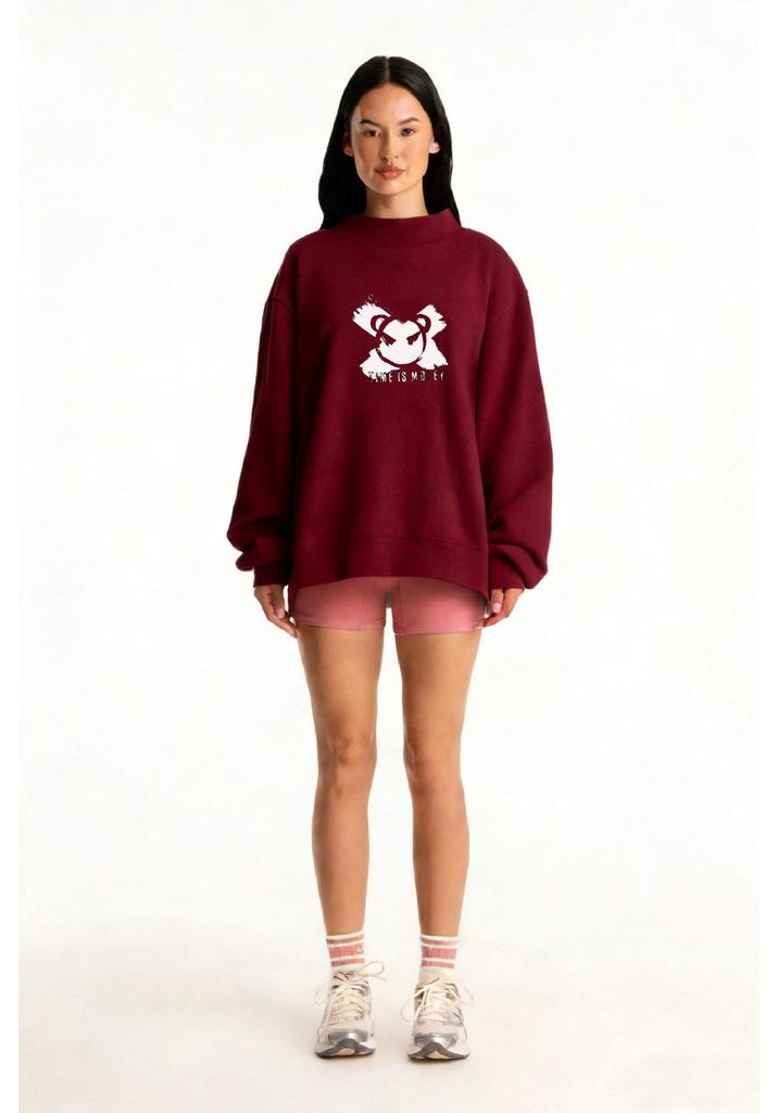 Chic European and American Print High Neck Women's Long Sleeve Hoodie