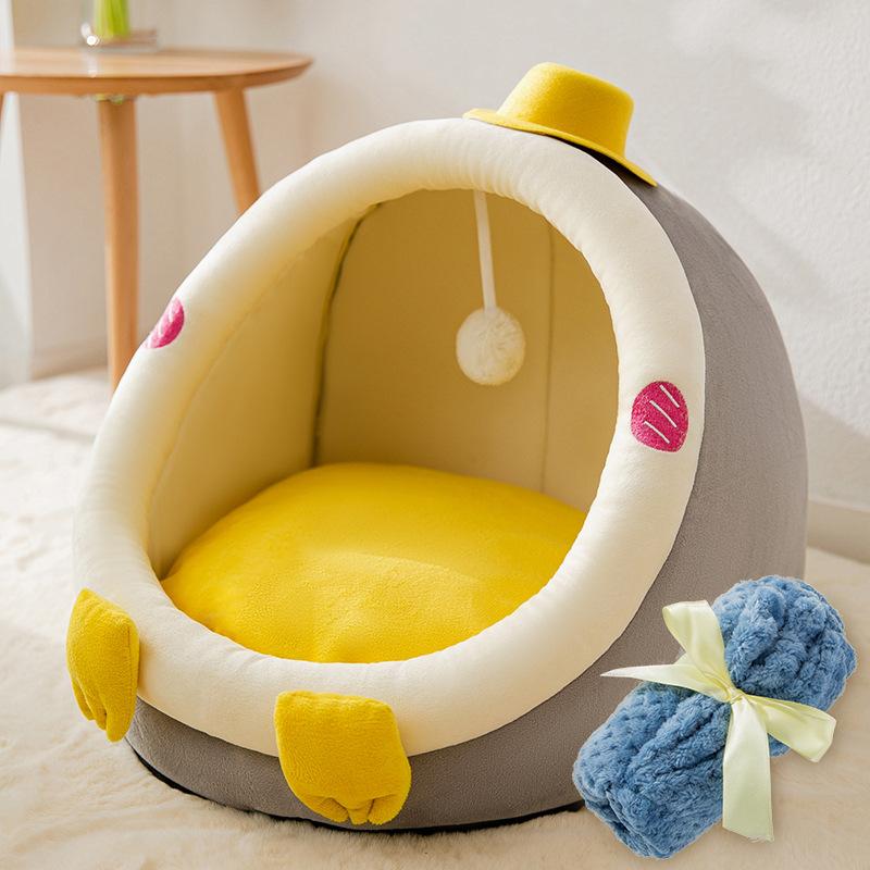 Nervous Cat Semi-enclosed Avocado-shaped Cat Nest Upgraded Kitten Four-season Universal Cat Villa Pet Nest