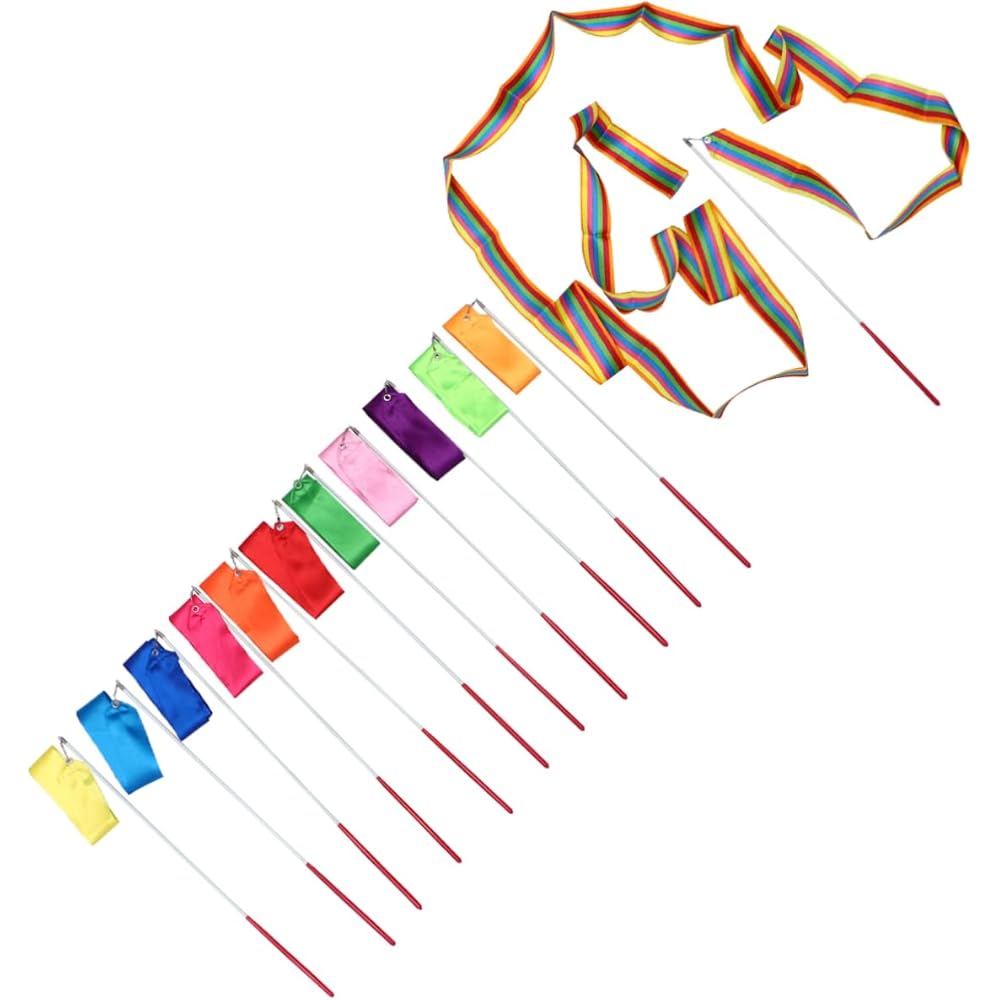Kids Dance Ribbon Streamer Set 24 Pieces Assorted Colors 400x5cm Gymnastics Stick