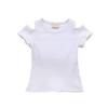Letnie dziewczynki Candy Color Screw Thread T-shirt Off-shoulder Cotton Tops
