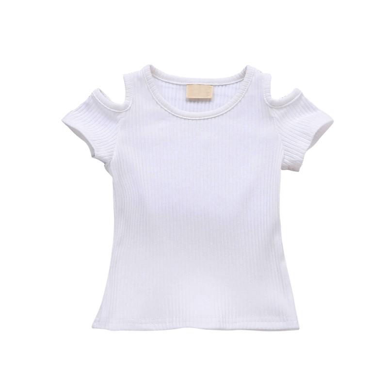 Letní dívčí tričko Candy Color se šroubovací nití Bavlněné topy s off-rameno