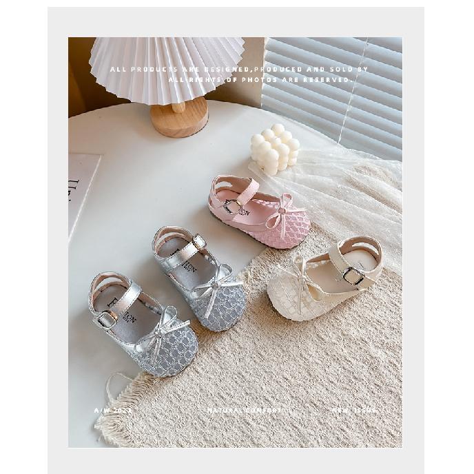 Children's Hollow Woven Sandals2026New Spring and Summer Girls' Cute Bow Princess Sandals Beach Shoes