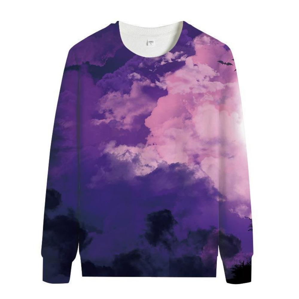 Women's Fashion Hoody Halloween Pumpkin Lamp Print Ghost Bat Sweatshirts Long Sleeved O Neck Hoodies Female Tops