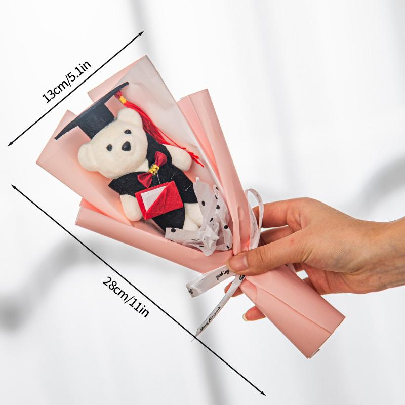 Graduation Season Doctoral Hat Finished Hand Woven Flowers Graduation Bouquet Friend Graduation Gift Mini Graduation Flower Doll