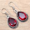 Garnet Quartz Gemstone Handmade Gift For Her Silver Jewelry Earrings 1.5''