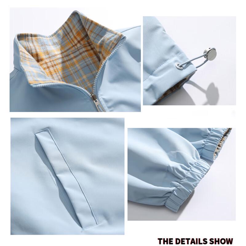 Wassup Sohot Men's Plaid Stand Collar Baseball Jacket