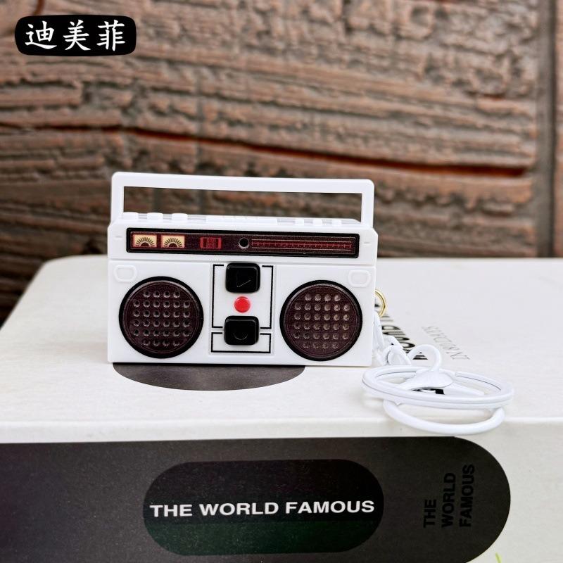 Nostalgic Vintage Mini Retro Classical Radio Recorder Fun Pendant Ornament Keychain Audio Bag Gift
