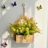 Wall Hanging Artificial Flower Pot for Living Room TV Background with Greenery Planter.