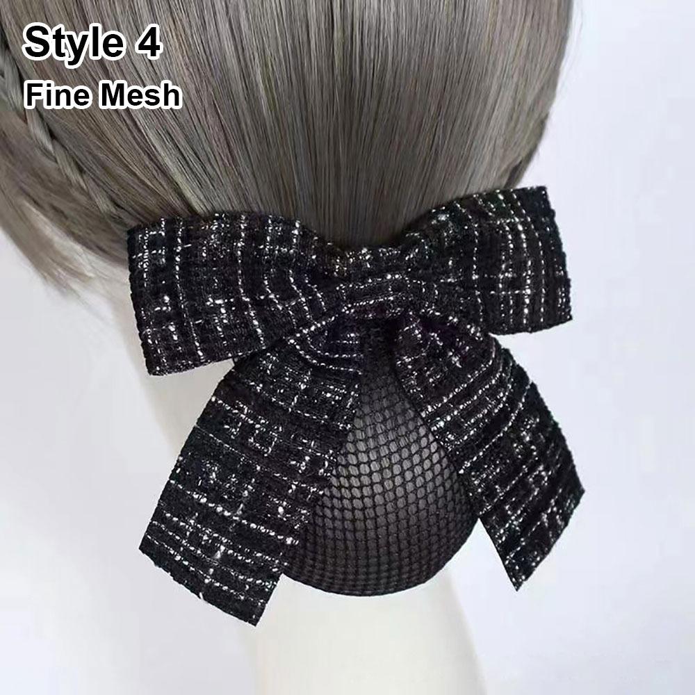 1Pcs Queen Memorial Mesh Flower Bowknot Bun Snood Black Headwear Net Crochet Bow Fine/Loose Mesh Funerals Accessories