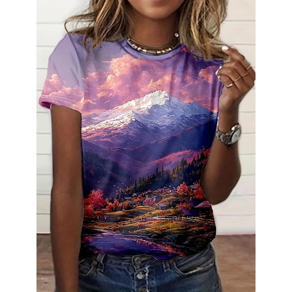 Summer Fashion Peacock Flower 3D Print T-Shirts Women Casual Short Sleeve Streetwear Round Neck