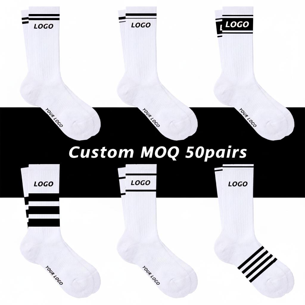 XiangHui Free Custom logo Jacquard Sports Embroidery Hot Stamping logo Fashion Women Designer Sport Socks Unisex Socks Women