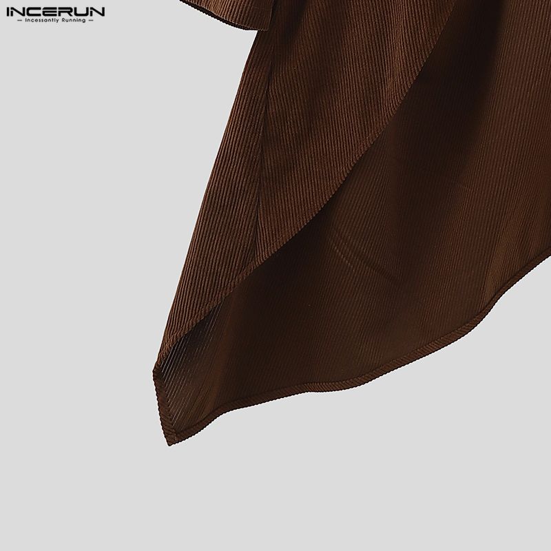 INCERUN Autunno Inverno Uomo Mantello Irregolare con Cappuccio Top Ampi Larghi Cappotti a Mantella con Texture