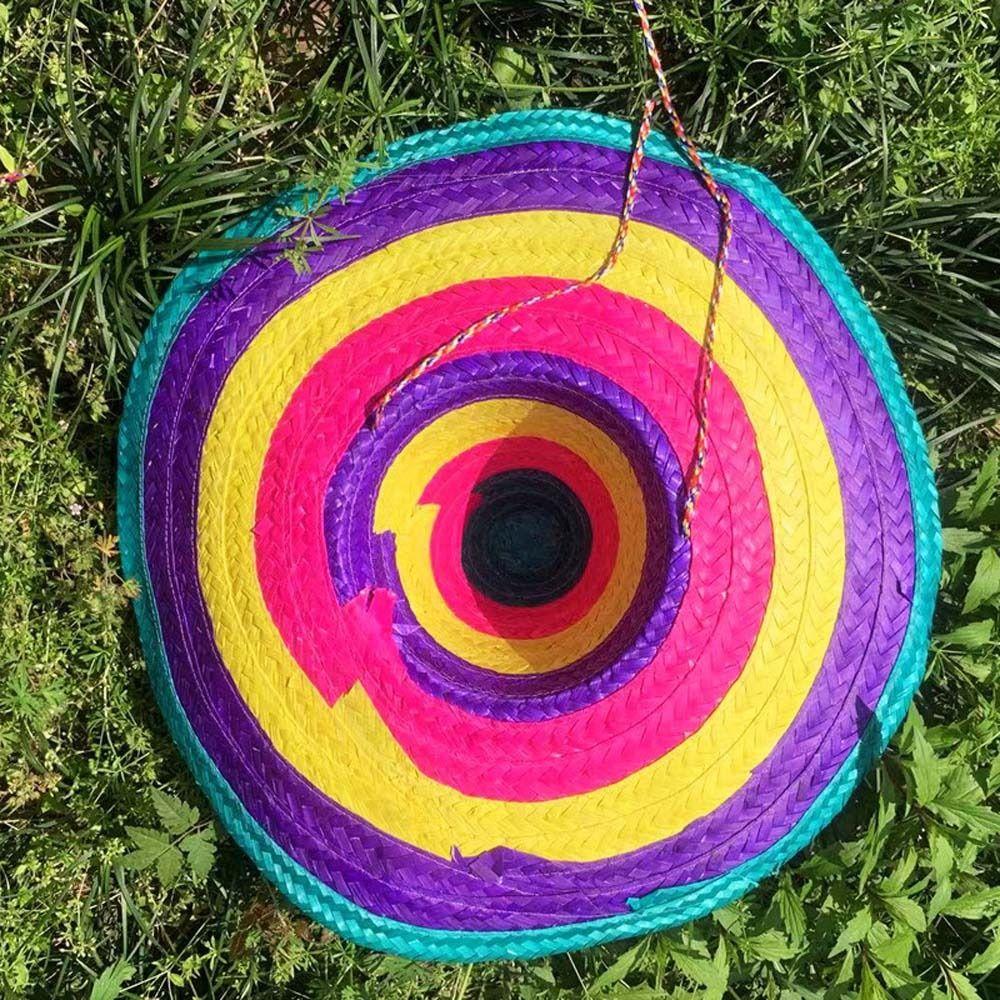 Wide Brim Mexican Party Hat Natural Straw Carnival Sombrero Outdoor Mexican Straw Hats  Halloween