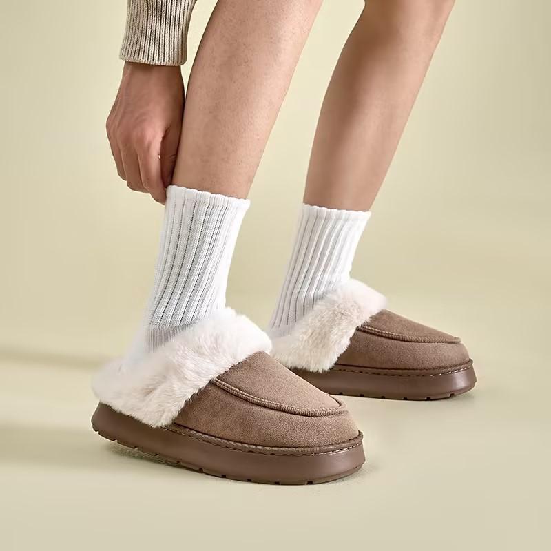 Men's cotton slippers autumn and winter new indoor home non-slip wool slippers outer wear plush warm thick-soled household cotton shoes
