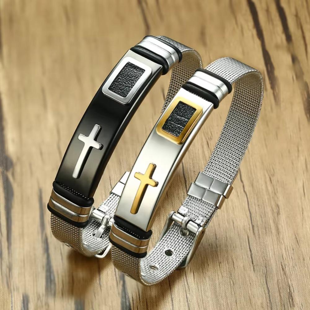 Stainless Steel Religious Bracelet Adjustable Fashion Bracelet Unique Men's Jewelry  Friends