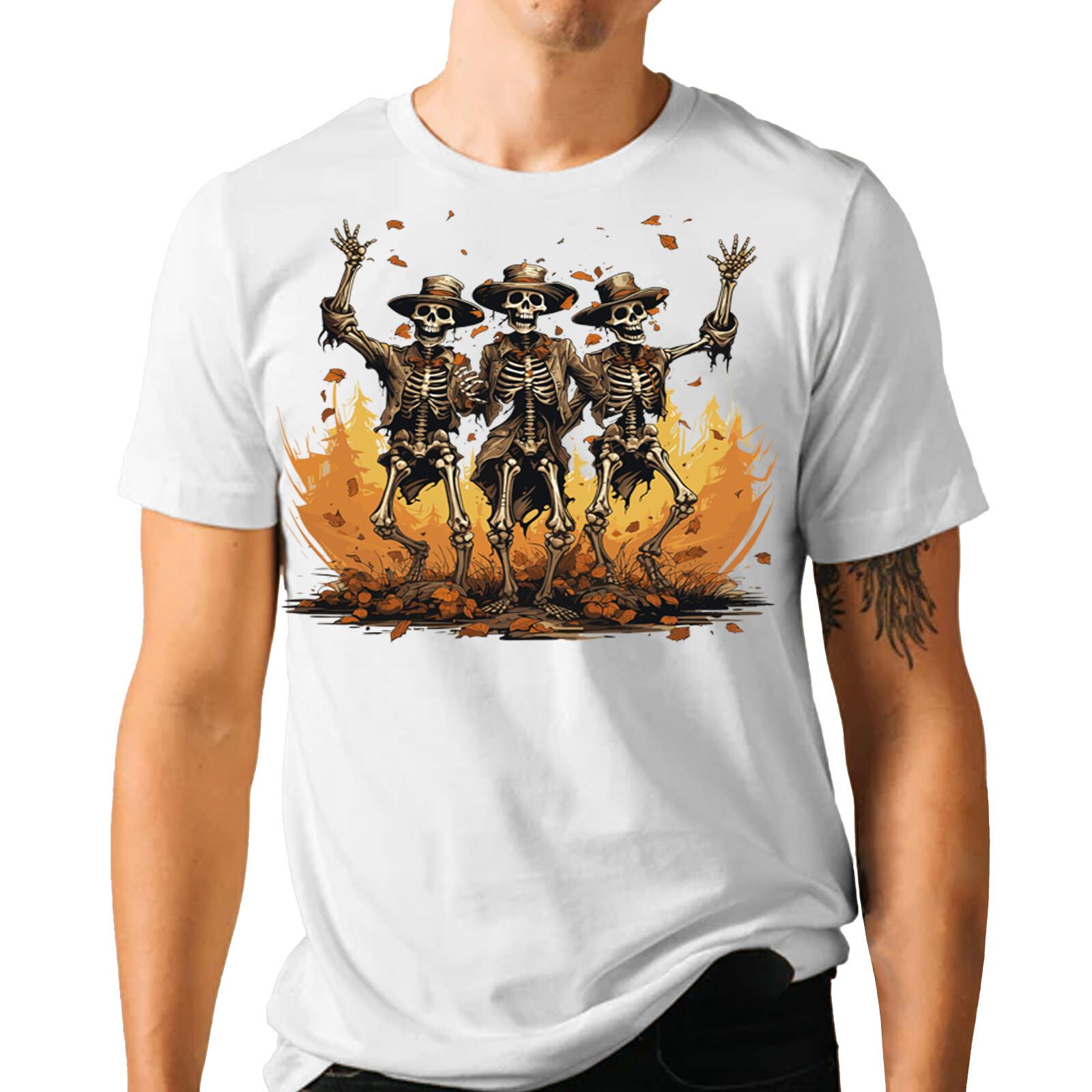 Dancing Skeleton T-shirt - Spooky Halloween Costume Party Tee Shirt S